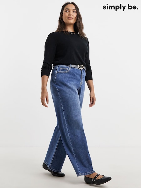 Simply Be Blue Wide Leg Cosy Jeans (Y24897) | £38