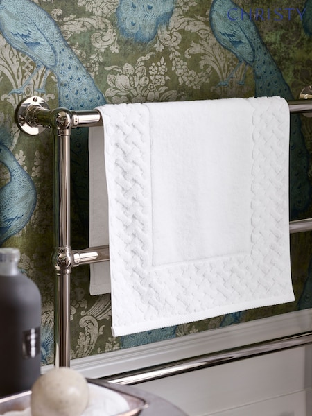 Christy White Trellis Textured Turkish Cotton Bath Mats (Y24973) | £22