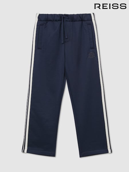 Reiss Navy Blue Foster 13-14 yrs Monogram Side-Stripe Joggers (Y25129) | £46