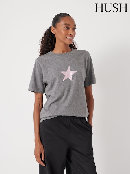 Hush Grey Metallic Star Graphic T-Shirt (Y25208) | £45