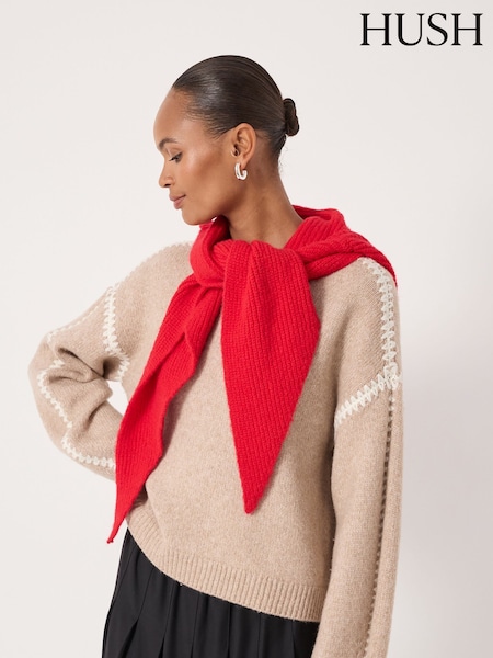 Hush Red Knitted Hooded Scarf (Y25212) | £40