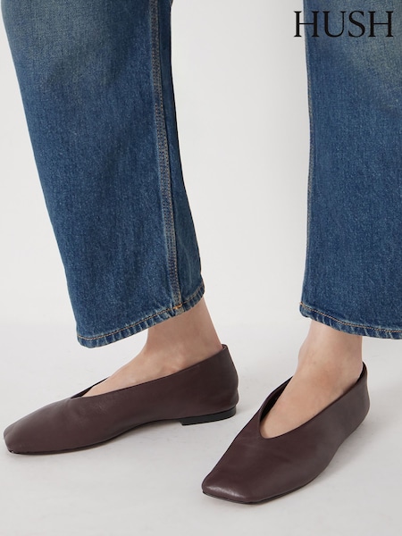 Hush Red Asymmetric Leather Ballet Flats (Y25217) | £110
