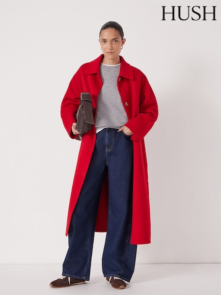 Hush Red Edie Pure Wool Double Faced Coat (Y25233) | £240