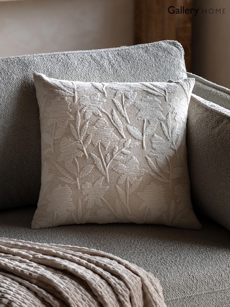 Gallery Home Taupe Eira Floral Cushion (Y25286) | £36