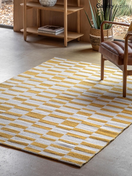 Gallery Home Yellow Preston Jacquard Mustard Rug (Y25289) | £178