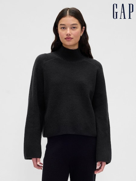 Gap Black CashSoft Shaker-Stitch Turtle Neck Jumper (Y25343) | £45