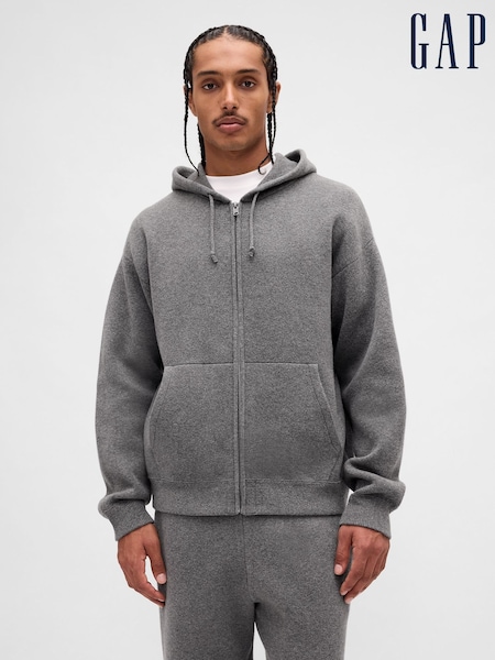 Gap Grey Heavyweight CashSoft Zip Jumper Hoodie (Y25372) | £95