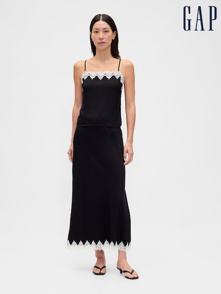 Gap Black Lace-Trim Maxi Skirt (Y25396) | £70