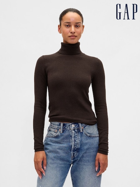 Gap Brown CashSoft Stretch Turtle Neck Jumper (Y25417) | £50