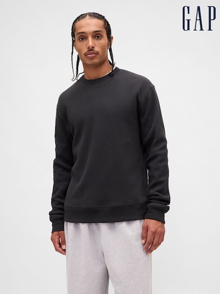 Gap Black Heavyweight Thermal Oversized T-Shirt (Y25433) | £45