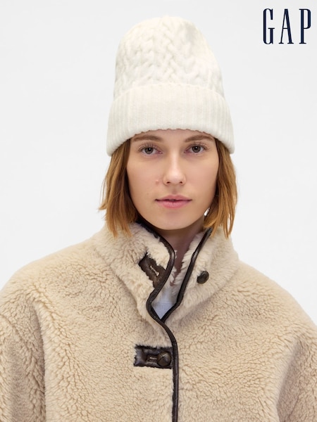 Gap White CashSoft Cable-Knit Beanie (Y25479) | £18
