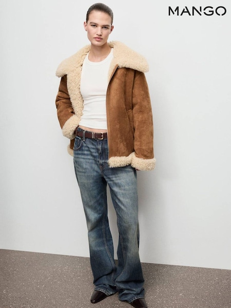 Mango Brown Shearling and Faux Suede Jacket (Y25546) | £110