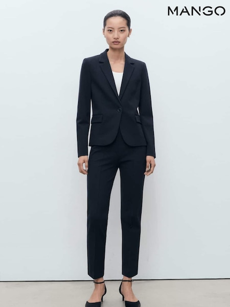 Mango Blue Fitted Suit Jacket (Y25556) | £50