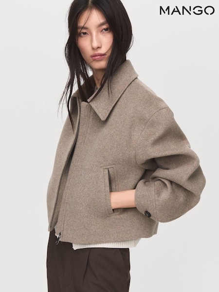 Mango Natural Wool Bomber Jacket (Y25558) | £80