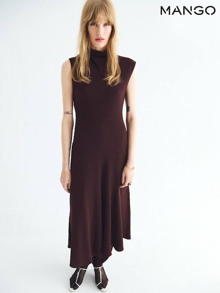 Mango Brown Long Turtleneck Dress (Y25573) | £70