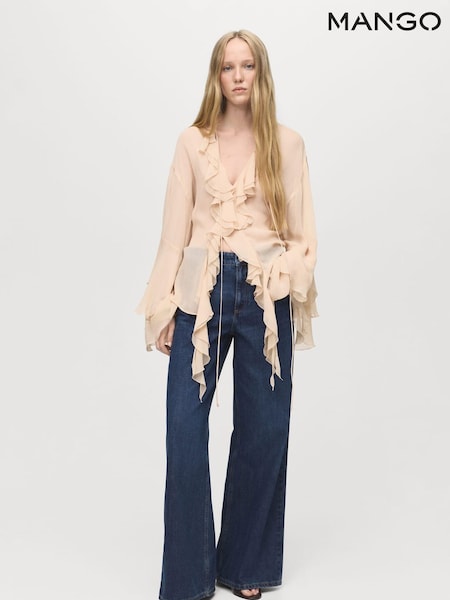 Mango Blue Low-Rise Wide-Leg Jeans (Y25615) | £40