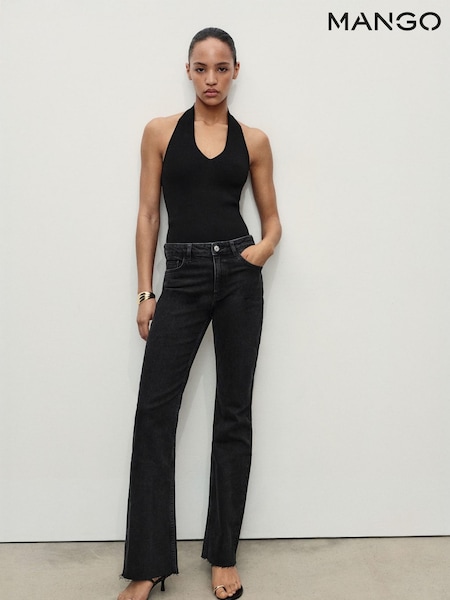 Mango Black Fiona Flared Mid-Rise Jeans (Y25631) | £40