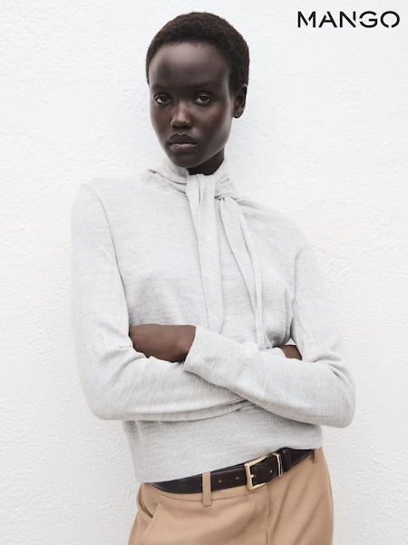 Mango Grey Knot Detail Turtleneck Jumper (Y25660) | £36