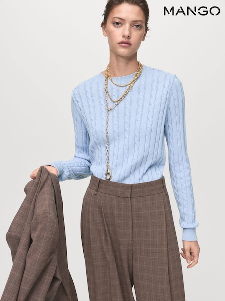 Mango Blue Braided Knitted Sweater (Y25675) | £36