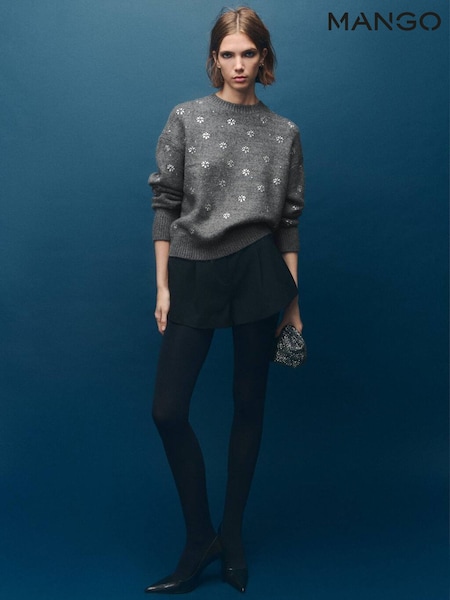 Mango Grey Embellished Long Sleeve Jumper (Y25678) | £60