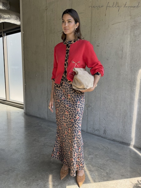 Never Fully Dressed Brown Cherry Leopard Dorris Skirt (Y25740) | £79