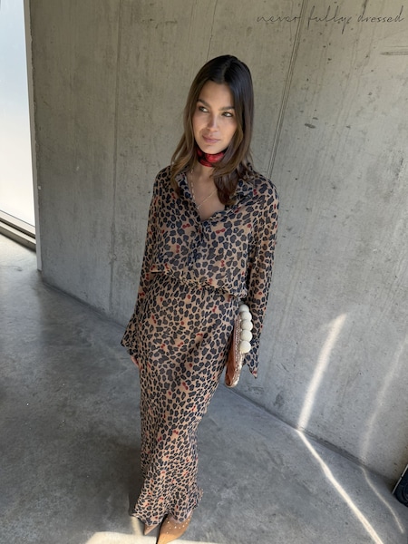 Never Fully Dressed Brown Cherry Leopard Mia Dress (Y25754) | £129