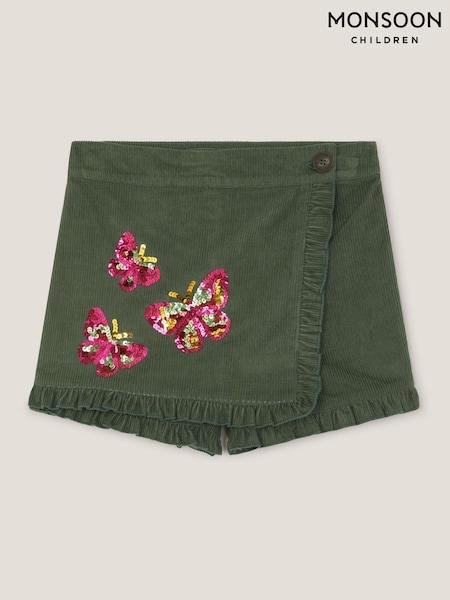Monsoon Green Sequin Butterfly Corduroy Skort (Y25760) | £28 - £32