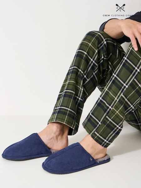 Crew Clothing Blue Slip-On Suede Mule Slippers (Y25766) | £32