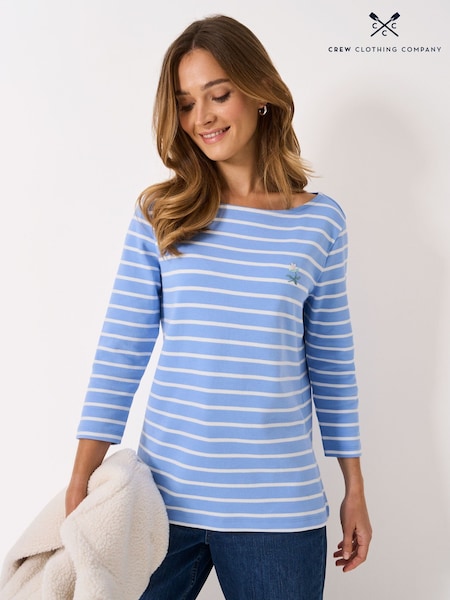 Crew Clothing Company Blue Embroidered Ultimate Breton T-Shirt (Y25768) | £39