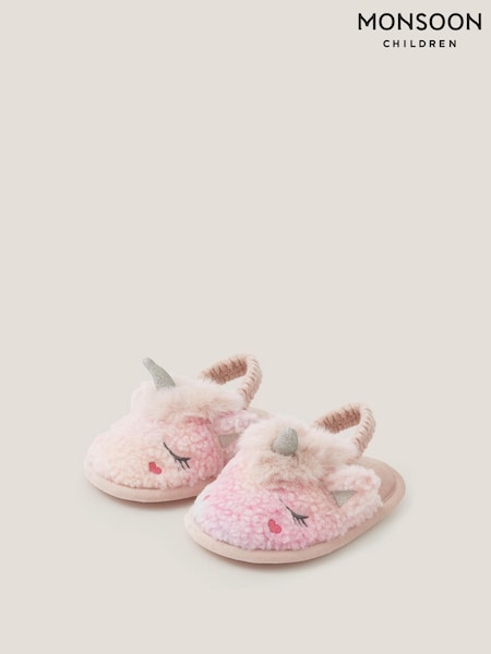 Monsoon Pink Unicorn Borg Slippers (Y25774) | £18 - £20