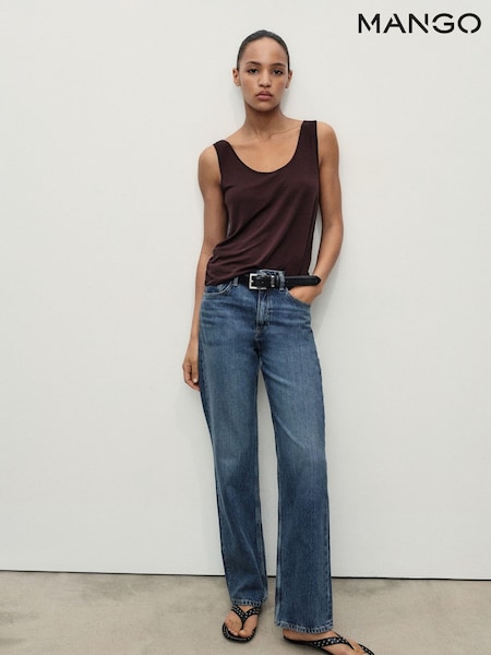 Mango Blue Matilda High-Rise Straight Jeans (Y25792) | £40