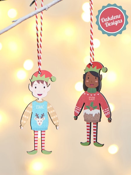 Personalised Child Elf Christmas Decoration by Oakdene (Y25924) | £10