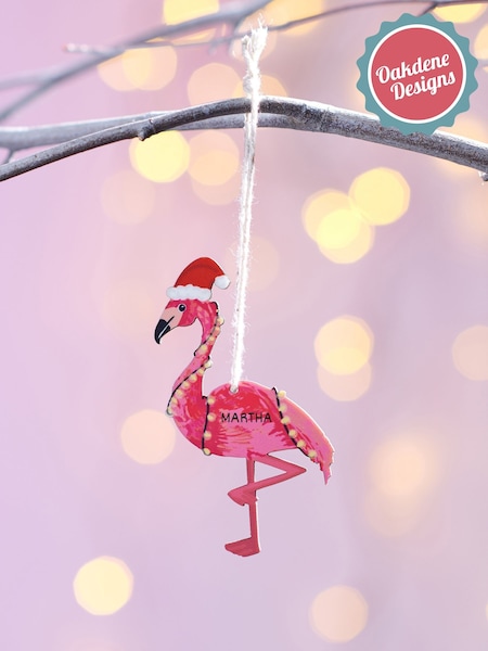 Personalised Flamingo Christmas Decoration by Oakdene (Y25929) | £10