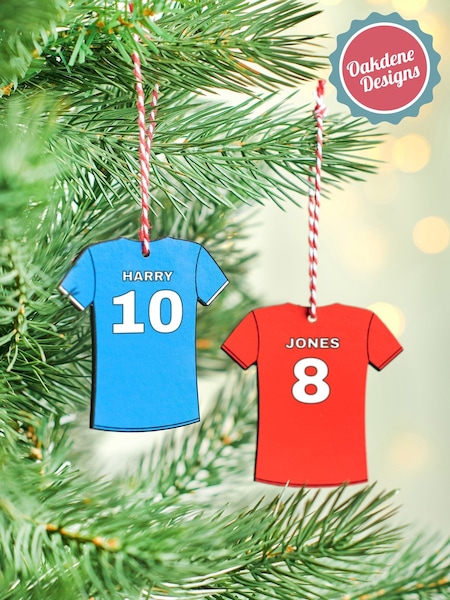 Personalised Football Shirt Christmas Decoration by Oakdene (Y25936) | £10