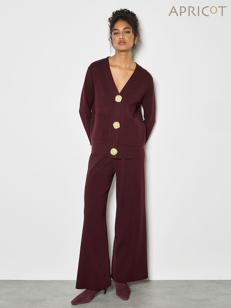 Apricot Red Hammered Metal Button Cardigan (Y25963) | £40