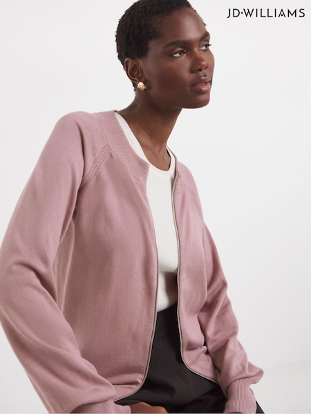 JD Williams Pink Lightweight Knitted Bomber Jacket (Y26008) | £28
