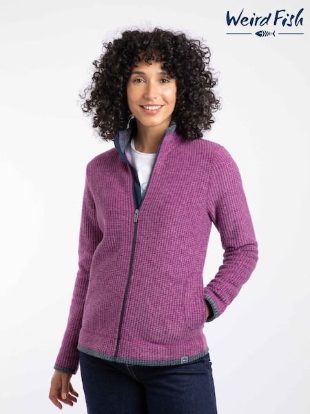 Weird Fish Purple Ariana Full Zip Grid Fleece (Y26158) | £65
