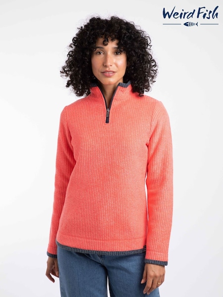 Weird Fish Pink Beye 1/4 Zip Grid Fleece (Y26160) | £60