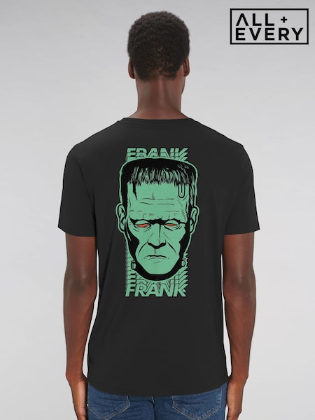 All + Every Black Frankenstein Frank Red Eyes Back Print T-Shirt (Y26175) | £25