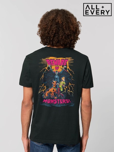 All + Every Black Scooby Doo Halloween Beware Of Monsters Back Print T-Shirt (Y26179) | £25