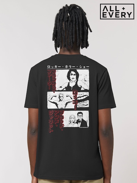 All + Every Black Doctor Frank N Furter Rocky Brad & Janet Japanese Text Back Print T-Shirt (Y26186) | £25