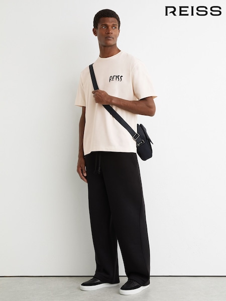 Reiss Light Stone Abbott Cotton Logo-Print Relaxed-Fit T-Shirt (Y26213) | £58