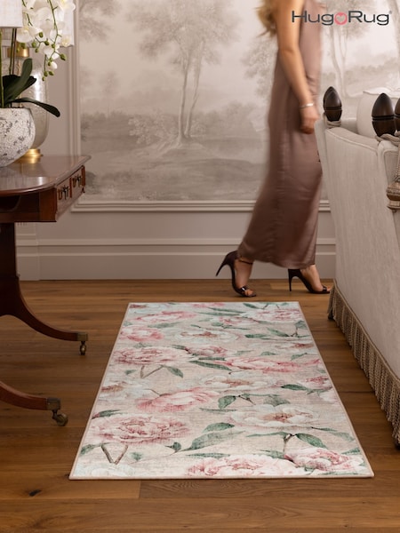 Hug Rug Pink Blooming Peonies Runner (Y26292) | £195