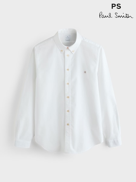 PS Paul Smith Tailored-Fit Embroidered Logo White Shirt (Y26384) | £145