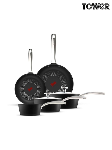 Tower Black Smart Start Ultra Forged 5 Piece Cookware Set (Y26496) | £120