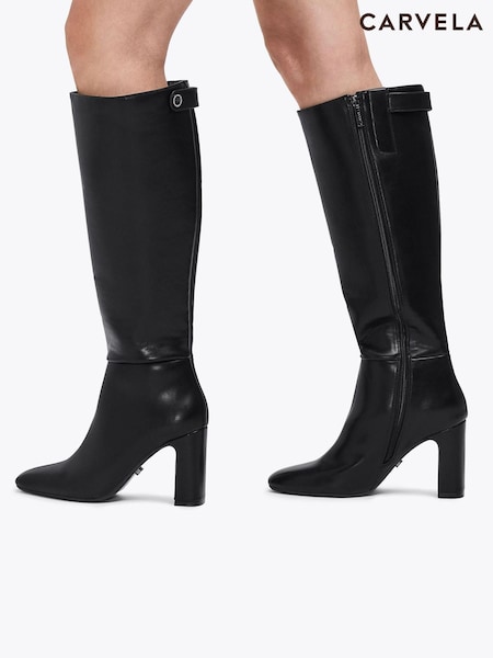 Carvela Black Jackpot Knee Wide Fit Boots (Y26557) | £179