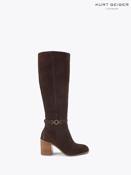 Kurt Geiger London Bromley Block Heel Knee Brown Boots (Y26560) | £319