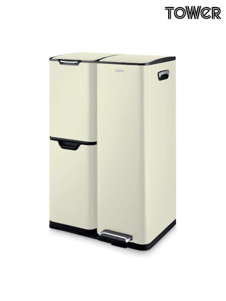 Tower Cream 60L 3 Compartments Pedal Bin (Y26634) | £140