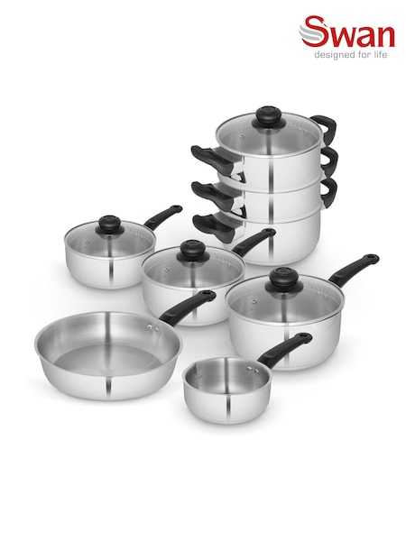 Swan 8 Piece Stainless Steel Cookware Set (Y26637) | £90