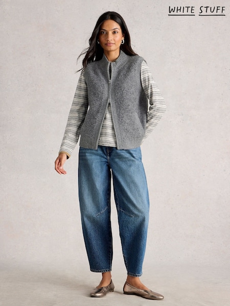 White Stuff Grey Boucle Gilet (Y26767) | £55